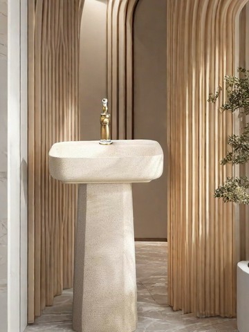 戶外庭院洗手池陽臺立柱式洗手盆臺一體陶瓷立柱盆洗臉盆花園水槽/洗漱臺/洗手臺/洗臉臺/浴室盆/落地盆/陶瓷盆/立柱洗手臺