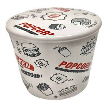 Canary 咔吱 黑旋風爆米花桶陶瓷窩  白色 + 黑色 + 紅色  1個