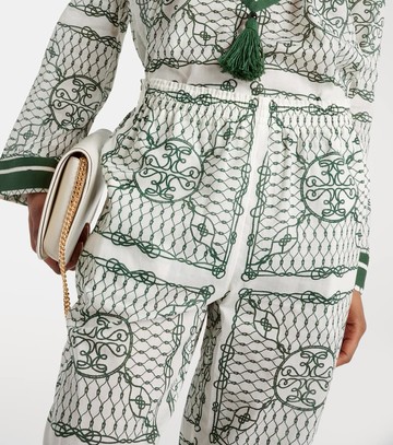 Tory Burch Printed high-rise cotton tapered pants