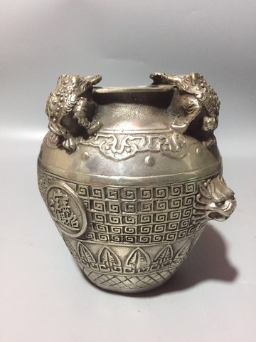 仿古純銅招財進寶金蟾聚寶盆罐擺件儲物罐八方來財家居裝飾 古玩