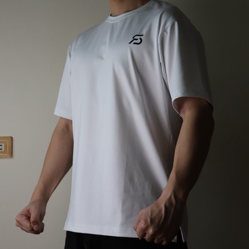 AllConf系列 半落肩休閒訓練短袖上衣 - 白