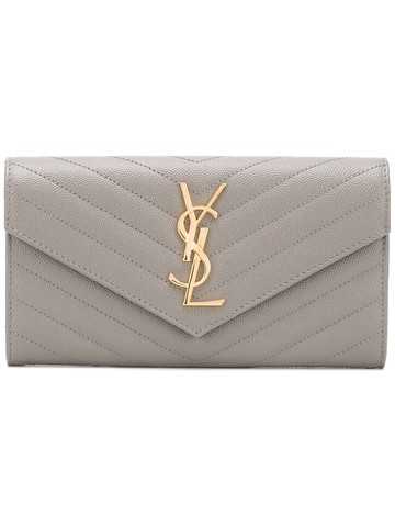 Saint Laurent - large Monogram flap wallet - women - Calf Leather - One Size - Grey