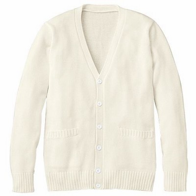 年間使いやすい綿100 カーディガン Vネックニット 洗濯機ok スクール 制服 オフホワイト S 通販 Lineポイント最大get Lineショッピング