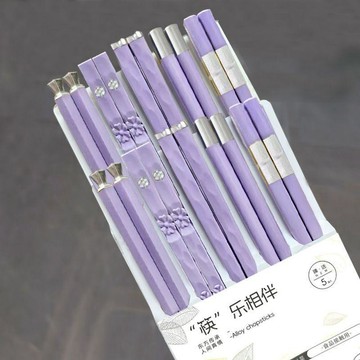 🔥嘉儀出貨🔥新款紫色輕奢合金筷子防黴防菌健康家用高檔一人一筷食品級高檔筷通用