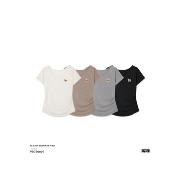 PSO Brand女裝【大V領】刺繡小狗短袖收腰修身上衣夏季正肩t恤