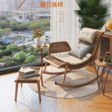 【匠俱】搖椅- 含腳踏 陽臺單人躺椅 懶人沙發椅 成人可睡休閒椅 客廳家用靠背椅 搖搖可睡