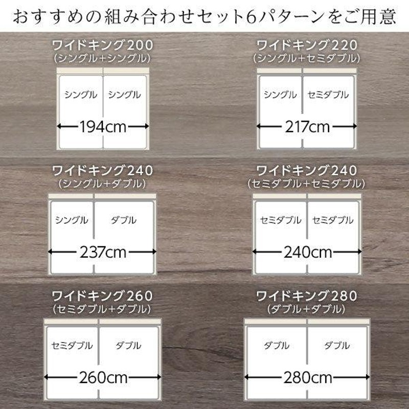 ベッド ワイドキング260(SD+D) ベッドフレームのみ グレージュ 2台