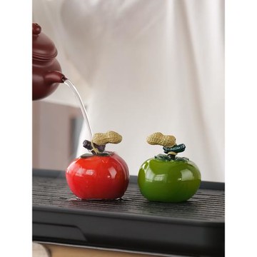 好柿發生變色茶寵柿子擺件事事如意精品茶玩茶桌擺設創意茶玩飾品