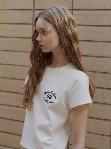 Crop Cursive Tee (Ivory)