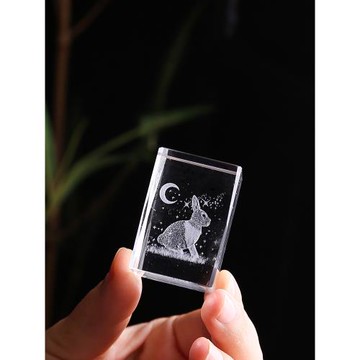 琉璃水晶蓋置茶寵客廳書桌擺件高顏值迷你創意玉兔茶玩高檔送禮物