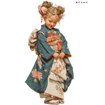 【12月新品4】07-114-0205 人物貼紙 和服復古