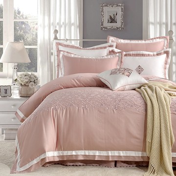 床包被套組(鋪棉兩用被套)-雙人/加大/特大/ 60支萊賽爾天絲四件式 / 刺繡 / 凡爾花田 台灣製