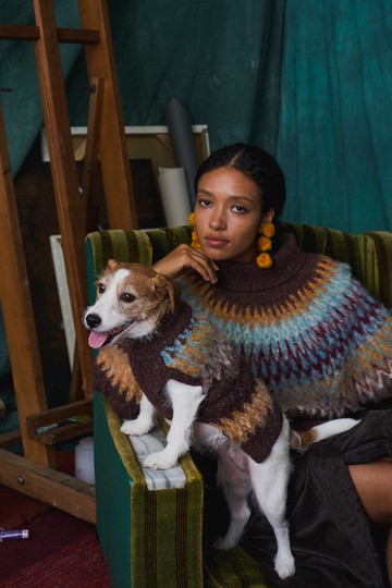 MULTI LAB - 410復古球心花版手工刷毛羊毛寵物毛衣