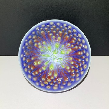 孔雀開屏中茶碗 130ml 邱毓寧 鶯歌燒 A5-11