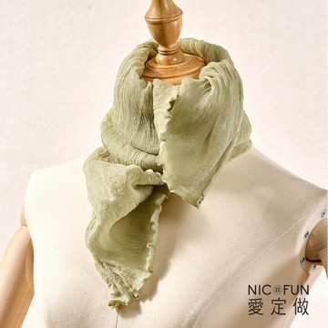 NicoFun 愛定做 魅力68 柳葉絲 最美 莫蘭迪色 絲巾 圍脖(四季可戴 領巾 圍巾 圍脖 頸巾 桑蠶絲 皺褶絲巾
