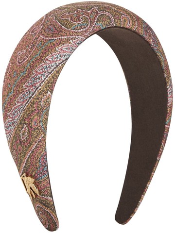 ETRO - paisley-print silk headband - women - Silk/Acrylonitrile Butadiene Styrene (ABS) - One Size - Brown