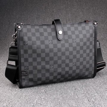 香港I.TGREG新款斜挎包男士真皮單肩包大容量格子潮包多功能男包