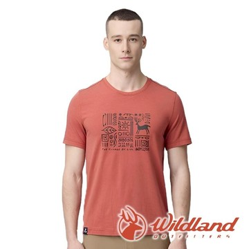 【wildland 荒野】男瀰漫部落戶外機能T『火炎山』0B21610 戶外 露營 登山 健行 休閒 時尚 吸濕排汗 透氣 短袖 上衣 T恤