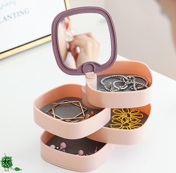 四層旋轉首飾架收納盒項鏈耳釘耳環歐式收納盒網紅款收拾多層盒