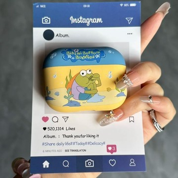 臺灣出貨💥比奇堡呆呆魚適用蘋果AirPods Pro3藍牙耳機保護套1/2代防摔殼4代