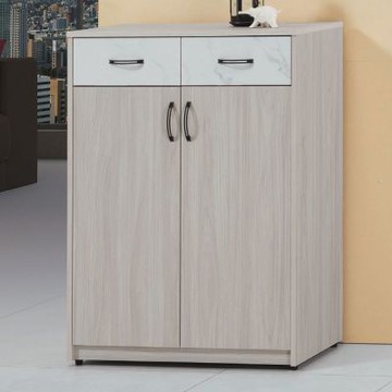 文創集 皮登2.7尺二抽二門低鞋櫃(仿大理石紋路耐磨美耐皿面板) -81x40x105-cm免組