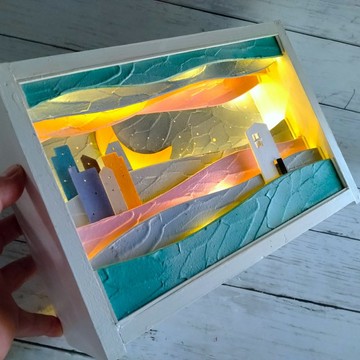 藝術品★USB 支援★House with the light 纖薄系列～有燈光的家