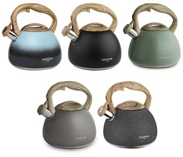 POLIVIAR 不鏽鋼 笛音壺 2.5L 水壺 茶壺 泡茶壺 開水壺 鳴笛 木紋手柄 大容量 電磁爐可用 日本代購