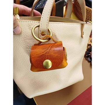 韓國植鞣皮質適用蘋果耳機保護套1/2藍牙無線耳機殼，包掛裝飾