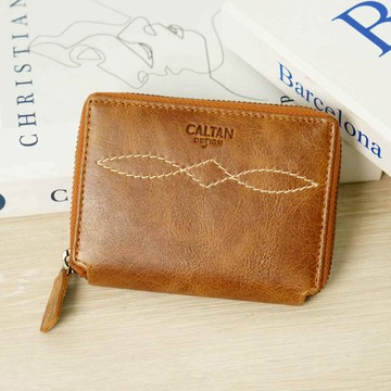 『新品上市』老爺有喜 菱紋縫線包覆式真皮短夾(071314lt)