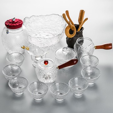 日式耐熱玻璃功夫茶具茶道家用簡約泡茶壺現代透明茶杯子套裝