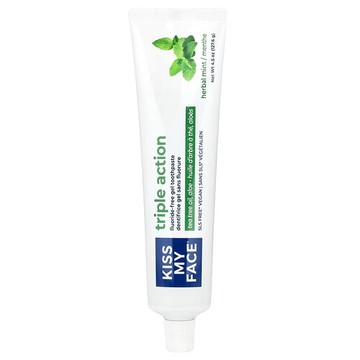 Kiss My Face, 三效無氟凝膠牙膏，草本薄荷，4.5 盎司（127.6 克）