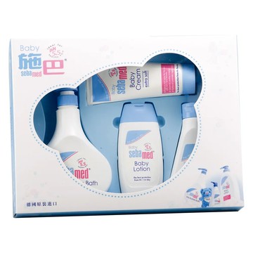 【台中店-施巴】嬰兒粉藍熊語大四件禮盒