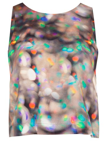 Osklen - graphic-print crop top - women - Viscose/Linen/Flax - P - Multicolour