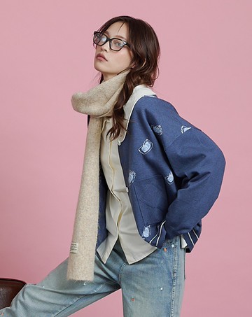 醉開心啤酒緹花毛衣開襟外套(兩色)