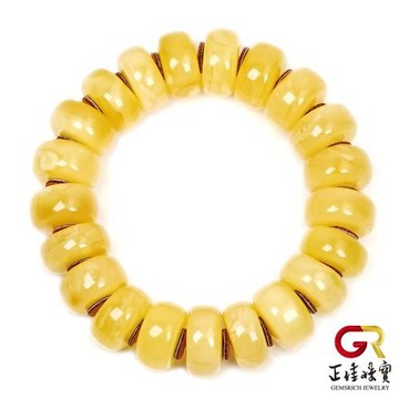 【正佳珠寶】蜜蠟琥珀 頂級白金滿蜜 金輪寶輪 49g 蜜蠟手珠｜日本彈力繩