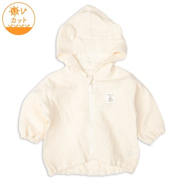 akachan honpo - 抗UV連帽外套-附小耳朵-米白色