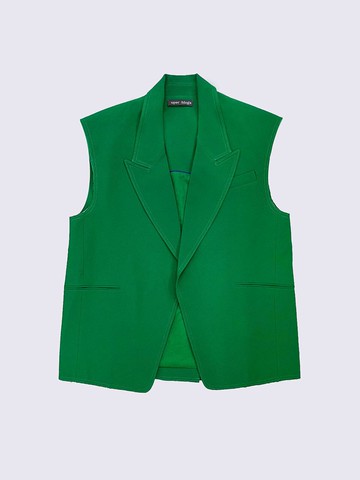 Raw Edge Loose Fit Vest [GREEN]