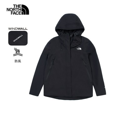 The North Face北面女款黑色DWR防潑水輕量風衣｜8CK7JK3