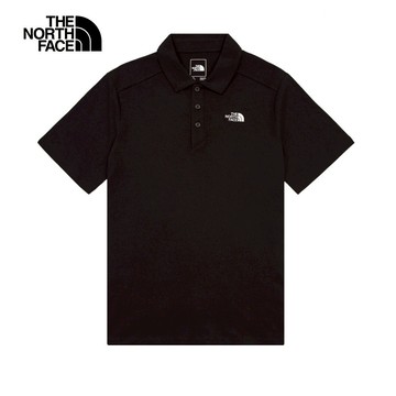 【限時限量】The North Face北面男女款黑色純棉舒適透氣短袖POLO衫｜8EY7JK3