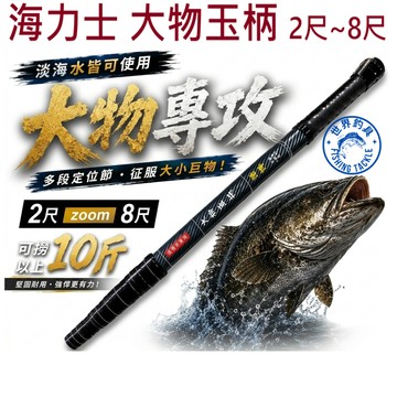 【世界釣具】EVO 海力士 大物玉柄 2尺zoom8尺 池釣 海釣 定位 撈網 撈柄