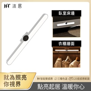 【Muigic沐居】VN008人體感應磁吸式護眼檯燈(40cm/三控色溫/可調節角度/觸控式/無段式調光/臥室/櫥櫃/衣櫃/樓梯/壁燈)