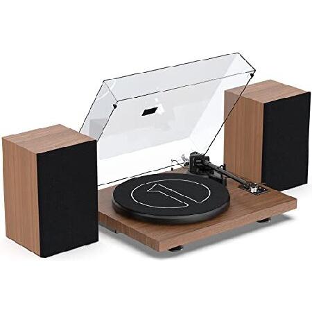 BY ONE Vinyl Record Player, Hi-Fi Bluetooth Turntable with 36 Watt Stereo Bookshelf Speakers, Built-in Phono Preamp, Adjustable Counterweight, USB R