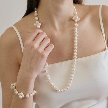 LESIS｜Clover Pearl Necklace 幸運草花巴洛克珍珠長項鍊