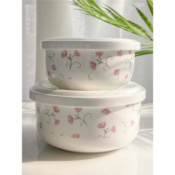 微波爐專用碗耐高溫加熱飯盒陶瓷碗帶蓋保鮮盒骨瓷蒸碗蒸蛋碗家用