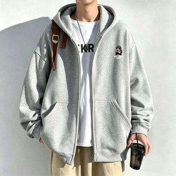 免運 秋冬季新款拉鏈外套 美式復古oversize 寬鬆外套男 運動外套大碼外套 連帽開衫外套男字母印花外套男 0167