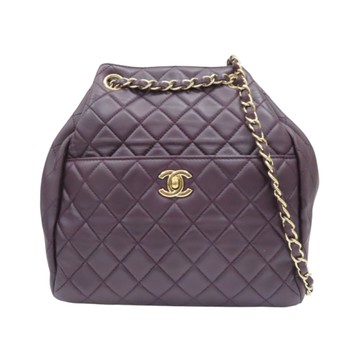 CHANEL 香奈兒 紫色羊皮 肩背包 金扣 A98741 【二手名牌BRAND OFF】