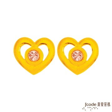 J code真愛密碼金飾 甜蜜耳語黃金/水晶耳環