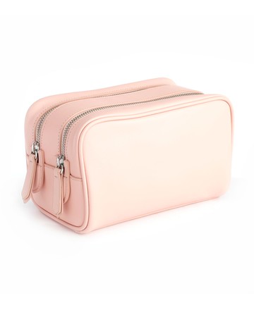 Monogrammed Double Zip Leather Toiletry Bag