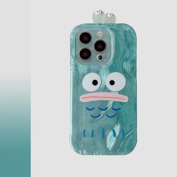 可愛藍底丑魚表情適用三星S24Ultra手機殼S25/S23至尊版S22/S21防摔S20FE全包NOTE10卡通女A54A72硅膠S9/S10+