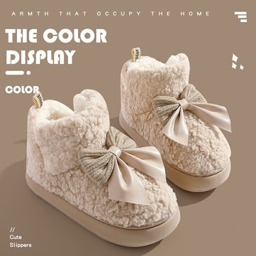 踩屎感棉拖鞋女士冬季室內家居厚底加絨毛毛保暖包跟棉鞋女款外穿